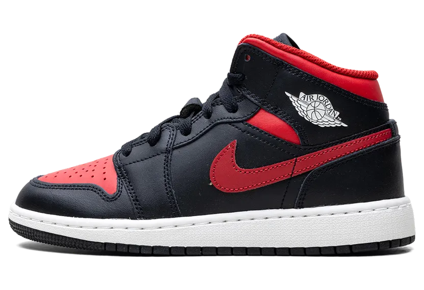 Jordan 1 Mid GS “Black Summit White Varsity Red” (DQ8423-067)