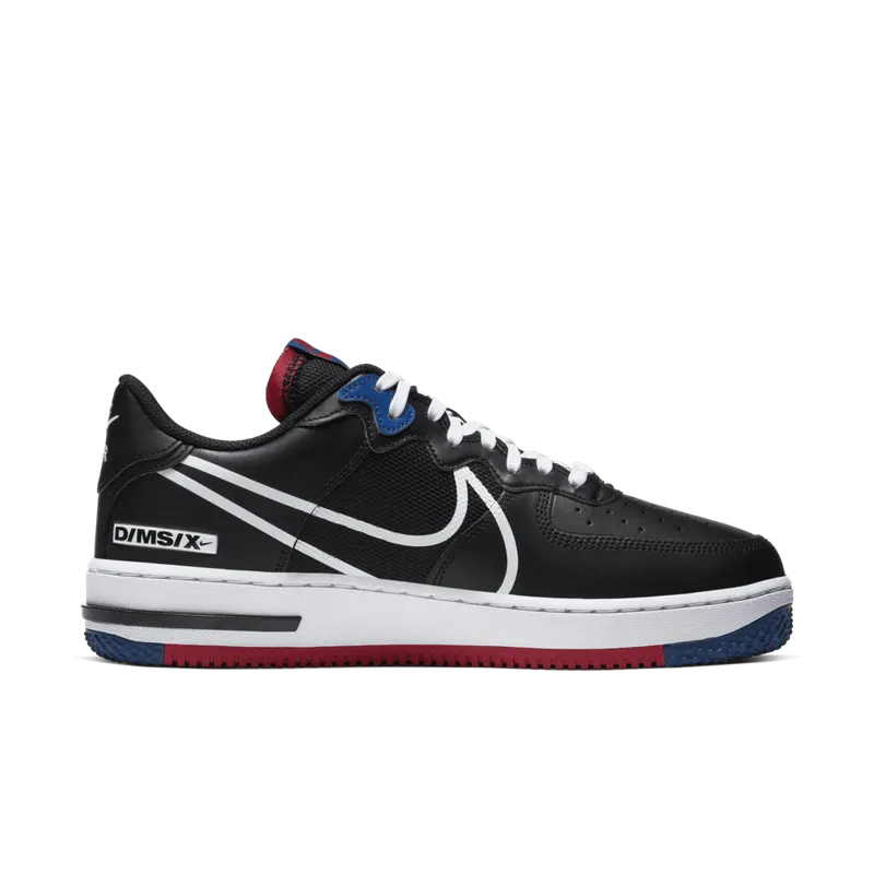 Nike Air Force 1 Low React Black White Gym Red Gym Blue Black/Gym Red-Gym Blue-White (CT1020-001)