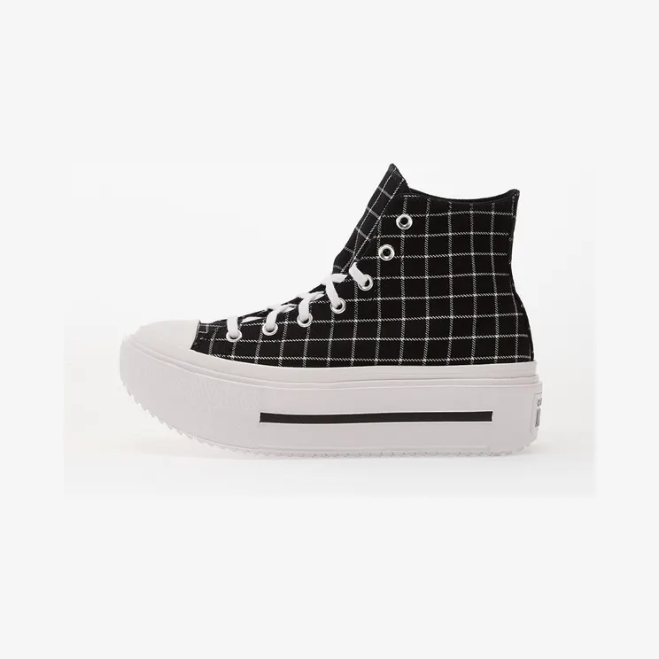 Converse Chuck Taylor All Star Lift Double Stack Platform Plaid Hi “Black / White / Black” (A14157C)