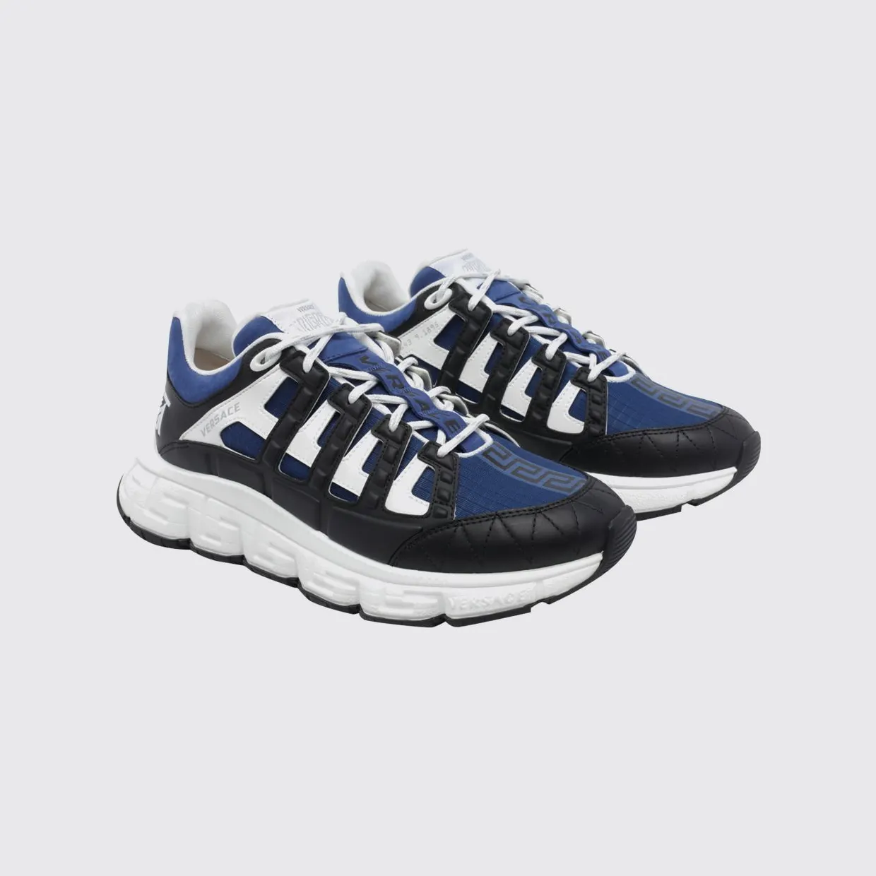 Versace Trigreca Leather and Nylon Sneakers Blue (DSU80941A166666BJ70)
