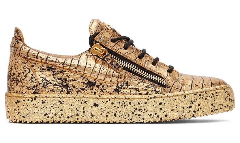 Giuseppe Zanotti Gold & Black Croc Frankie Sneakers (RM20018-91405)