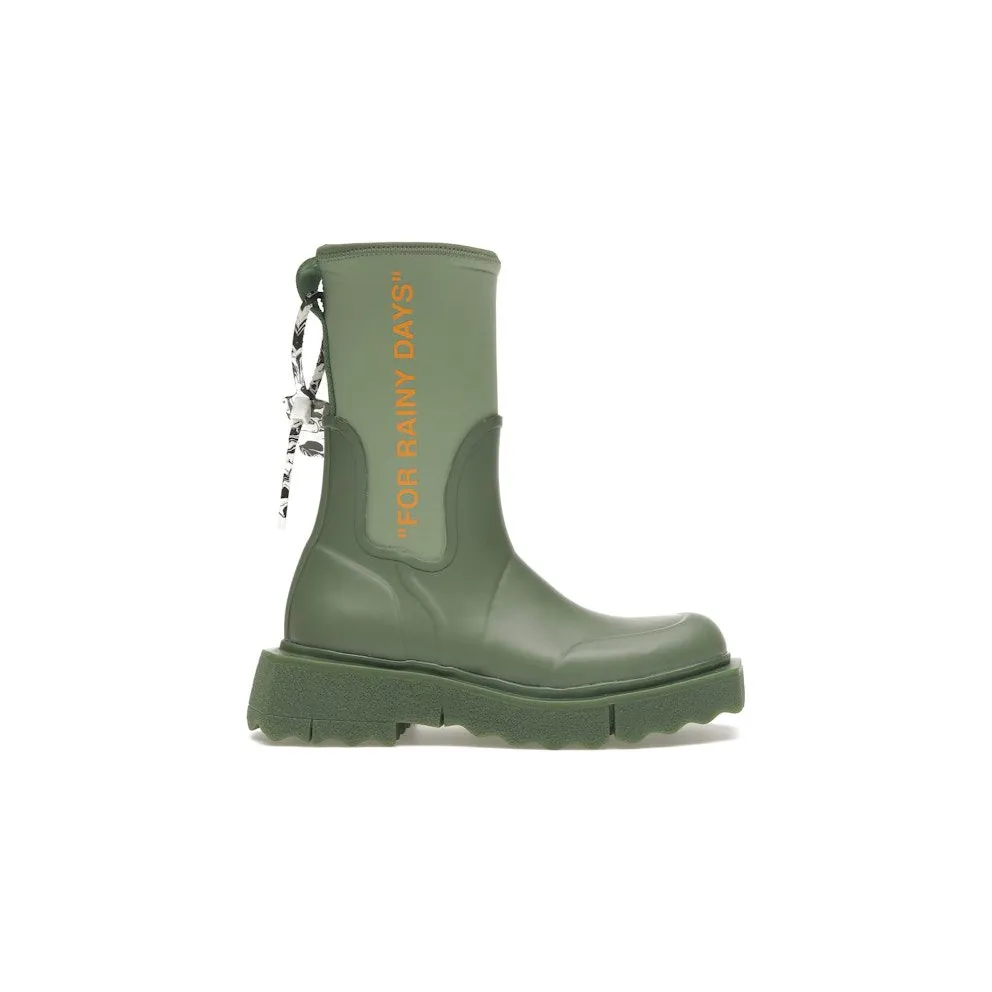 OFF-WHITE Zip-tie Rain Boots Green (OWIA265F21MAT0015720)