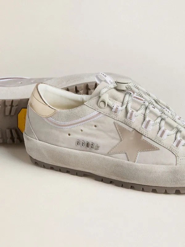 Golden Goose Super-Star Ski In Light Gray Nylon With Metallic Leather Star And Heel Tab (GWF01001.F007846.60635) (3)