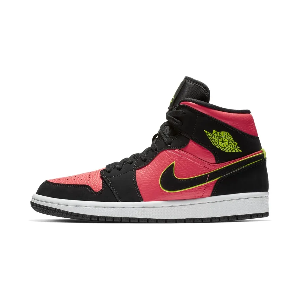 Jordan 1 Mid Black Hot Punch (W) Black/Volt-Hot Punch-White (BQ6472-006)