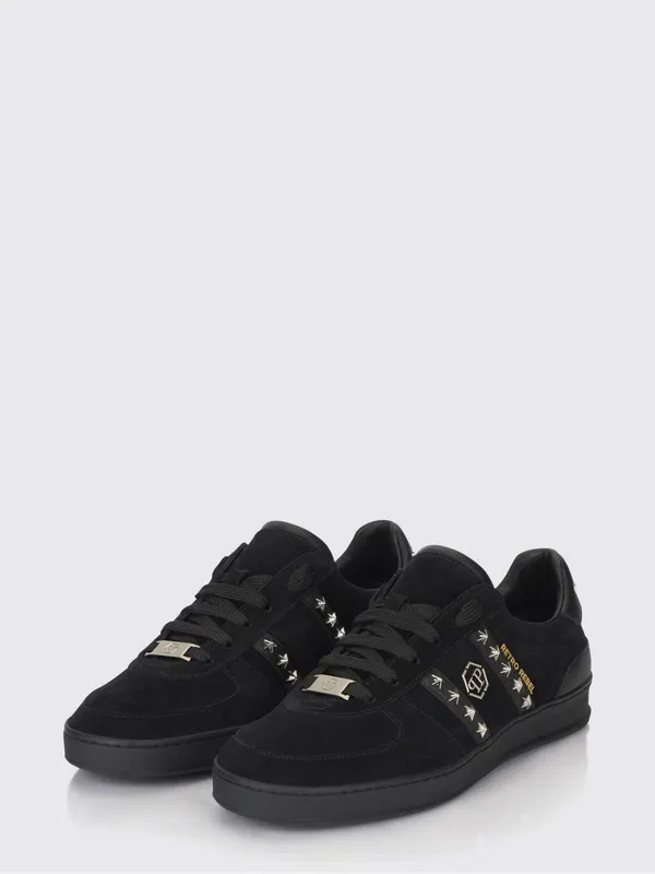 Philipp plein Retro Rebel Suede Sneakers with Applied Stars Black (SAFSUSC0911PLE009N0202)