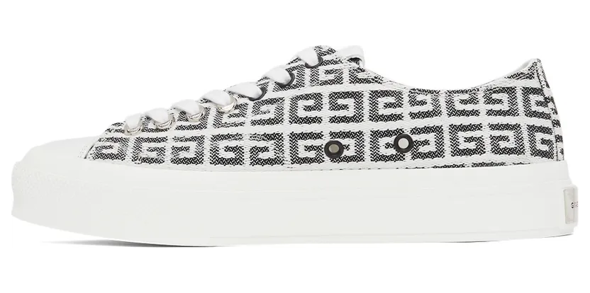 Givenchy Black & White 4G Jacquard City Sneakers (BH006DH158) (3)