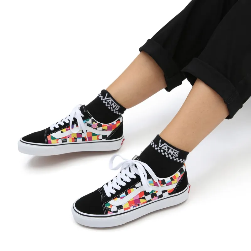 VANS Floral Checkerboard Old Skool Shoes Black (VN0A5KRFB05)