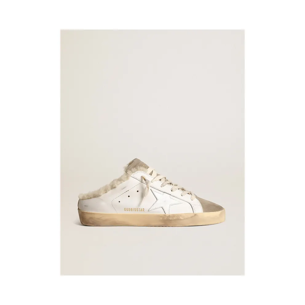 Golden Goose Super-Star Sabots With White Leather Star And Shearling Lining (GWF00110.F003975.81760)