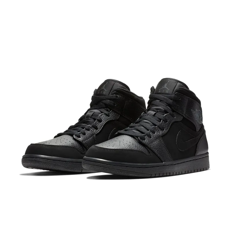 Jordan 1 Mid Black Dark Smoke Grey Black/Dark Smoke Grey-Black (554724-064)