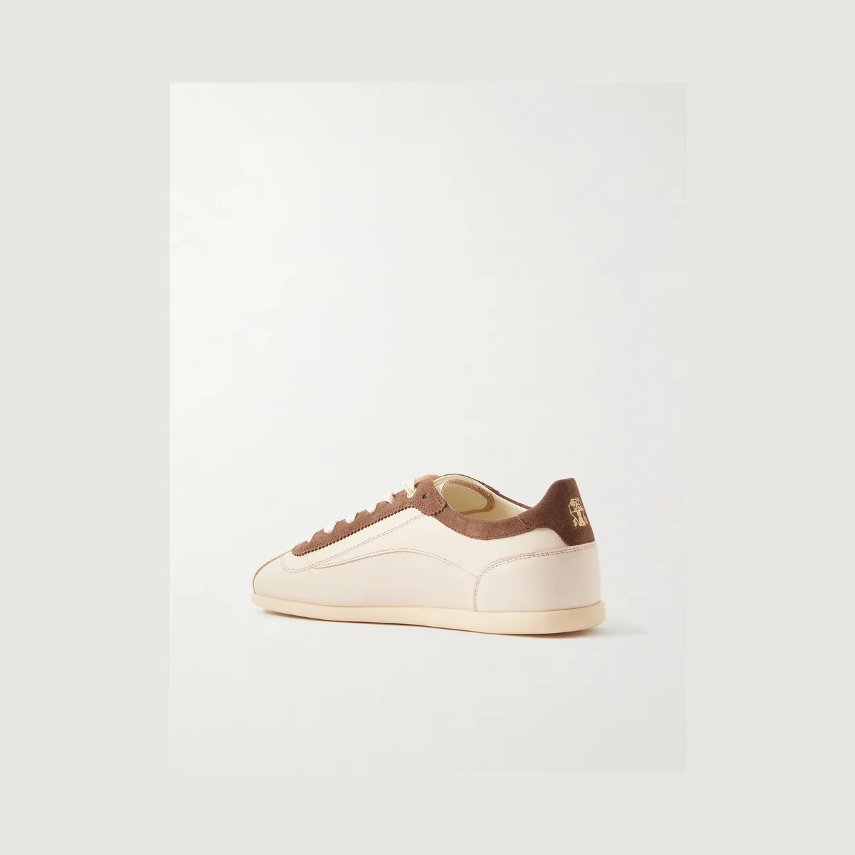 Brunello Cucinelli Suede-Trimmed Leather Sneakers Beige (MZULMHD337) (4)