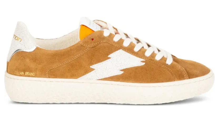 Stokton Power Wildleder-Sneakers mit Blitzmotiv – Braun (POWERU004U0VELOURBROWN)