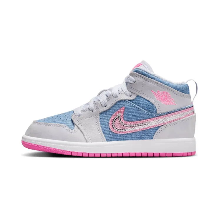 Jordan 1 Mid SE Denim Sequin “Cobalt Bliss / White / Pink Glow” (HQ1998-400)