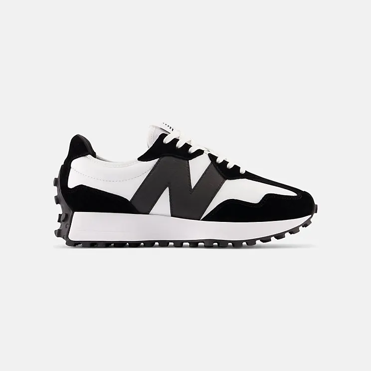 New Balance White & Black 327 Sneakers (WS327DW)