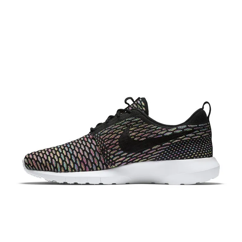 Nike Roshe Run Flyknit Multi-Color Black/Black-Pink Pow-Blue Glow (677243-013)