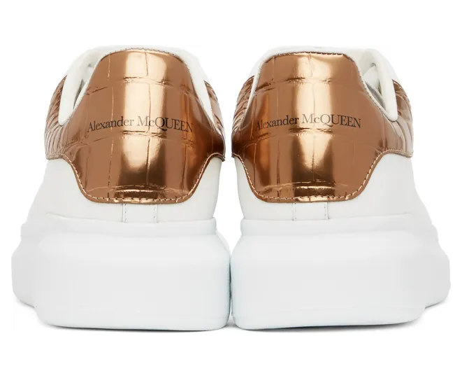 Alexander McQueen White & Silver Croc Oversized Sneakers (625162WHYBQ) (4)