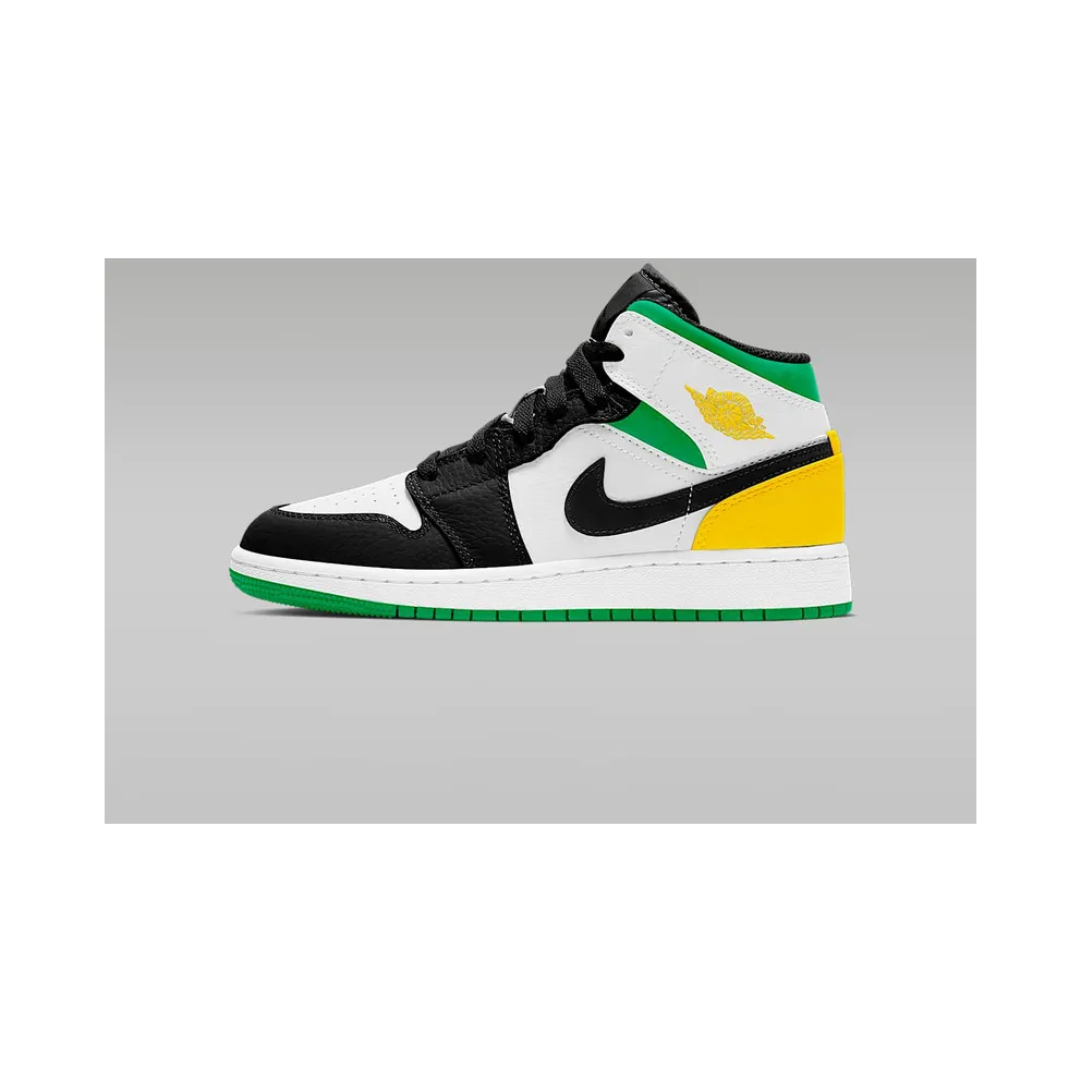 Jordan 1 Mid SE White Laser Orange Lucky Green (GS) White/Laser Orange-Black-Lucky Green (BQ6931-101)