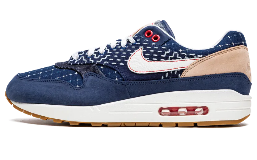 Nike Denham x Air Max 1 ‘Blue Void’ Blue Void/Coastal Blue/Vachetta Tan/Sail (CW7603-400)