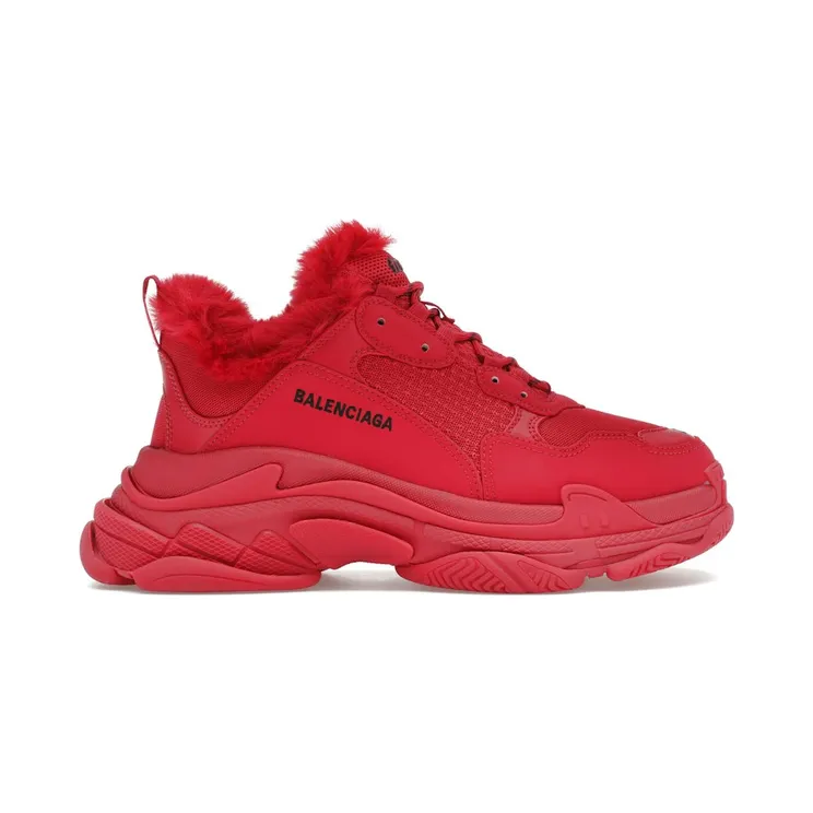 Balenciaga Triple S Faux Fur Burgundy (668563W3CQ56800)