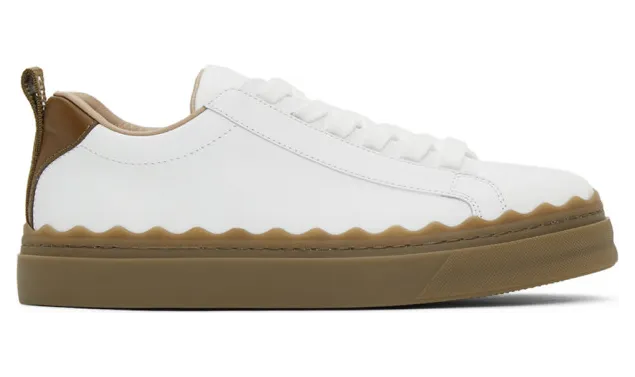 Chloe White and Brown Lauren Sneakers (CHC20U108M1)