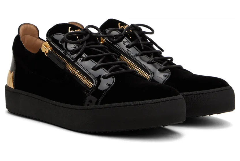 Giuseppe Zanotti Black & Gold Frankie Shark Sneakers (RU20045) (4)