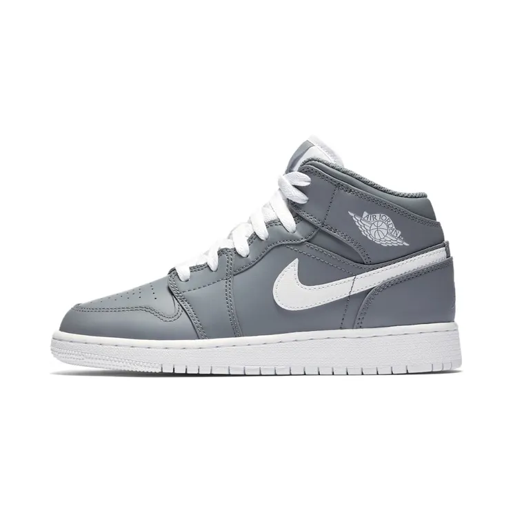 Air Jordan 1 Mid’Cool Grey’ BG Cool Grey/White-White (554725-036)