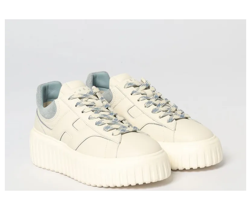 Hogan H-Stripes Hammered Leather Sneakers Gnawed Blue (HXW6450FE93UXI0RVJ)