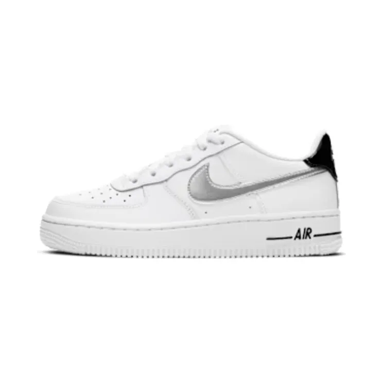 Nike Air Force 1GS “White / Black / Metallic Silver” (CZ4206-100)