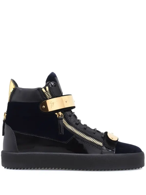 Giuseppe Zanotti Coby fluwelen mid-top sneakers with dubbele bandjes – Black (RU20043001)