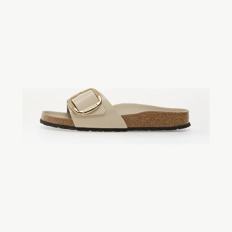 Birkenstock Madrid Big Buckle Natural Leather Patent Women High-Shine Oyster 37 (1031823)