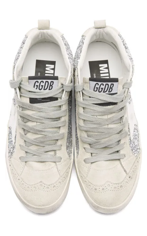 Golden Goose Silver Glitter Mid Star Sneakers (G35WS634.T4) (4)
