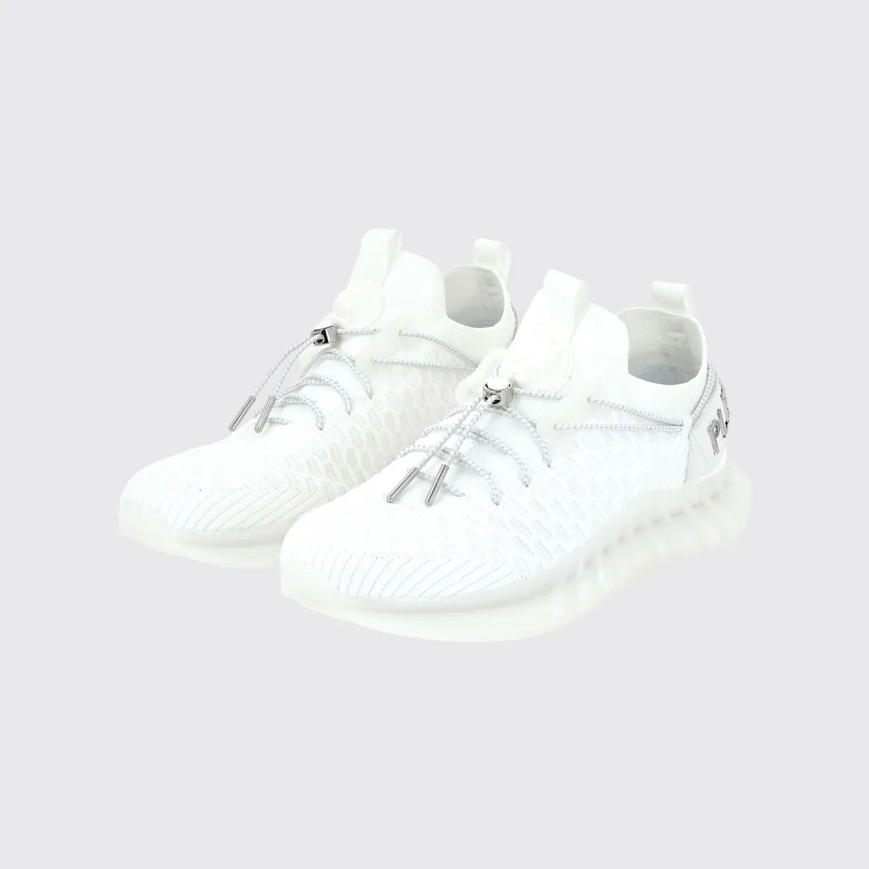 Plein Sport Technical Knit Low-Top Sneakers with Elasticated Ankle and Double Pull Tab White (SADSUSC0520STE003N01)