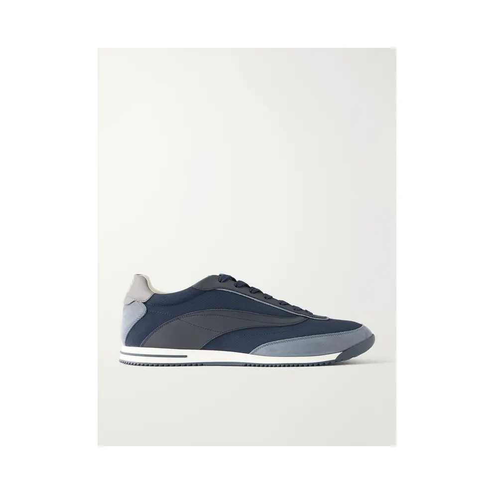 Brunello Cucinelli Suede and Leather-Trimmed Shell Navy (MZUGNIA357)