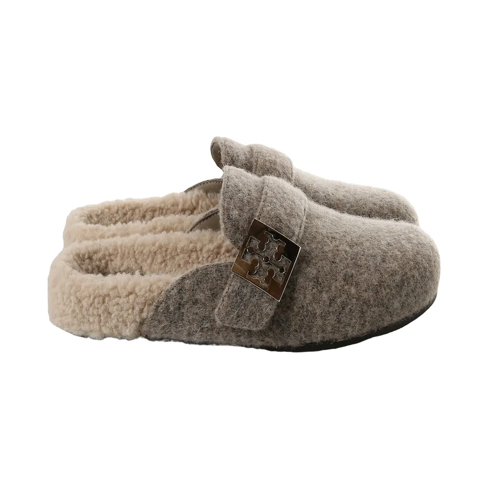 Tory Burch Mellow Shearling Mule “FOG GRAY/TAUPE” (178312-960)
