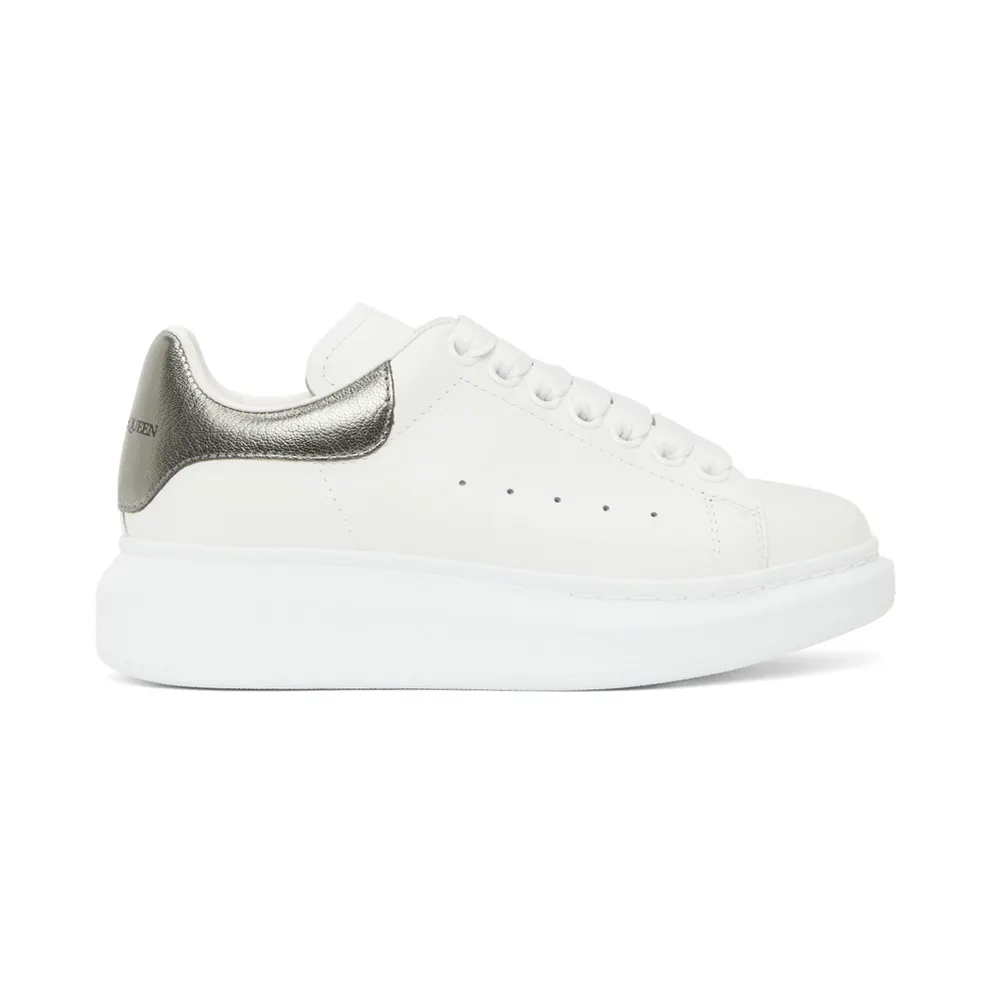 Alexander McQueen White and Rose Gold Metallic Oversized Sneakers (553770WHFBU)