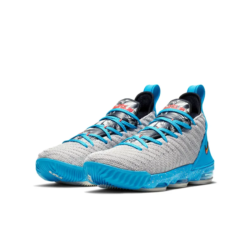 Nike LeBron 16 Tropical Beach (GS) Light Bone/Tour Yellow-Bright Crimson-Blue Lagoon-Atmosphere Grey-Black (AQ2465-076)