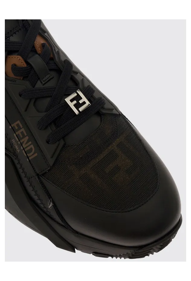 Fendi Flow Low-Top Technical Fabric Sneakers with FF Monogram and Side Zip Black (7E1392AQ69F1C38) (3)