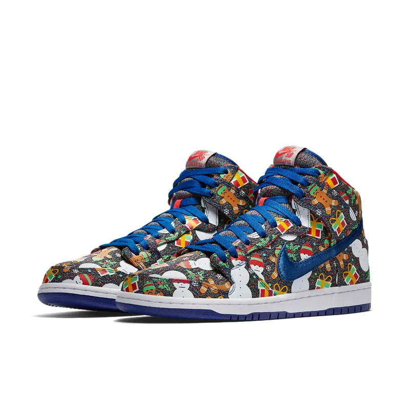 Nike SB Dunk High Concepts Ugly Christmas Sweater (2017) Blue Ribbon/Blue Ribbon-Atom Red (881758-446)
