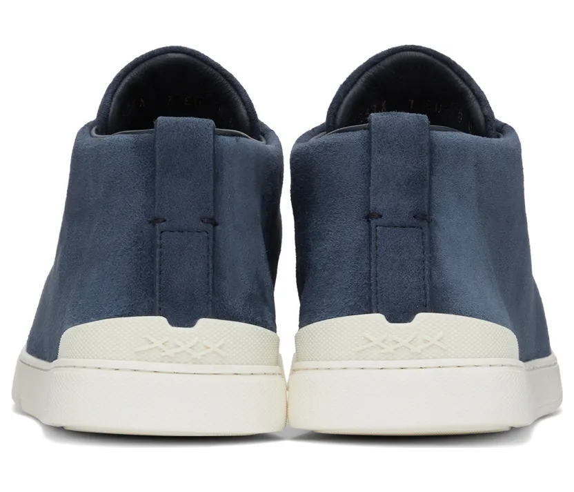 Ermenegildo Zegna Taupe Suede Triple Stitch Sneakers (LHNIP-A5237X) (2)