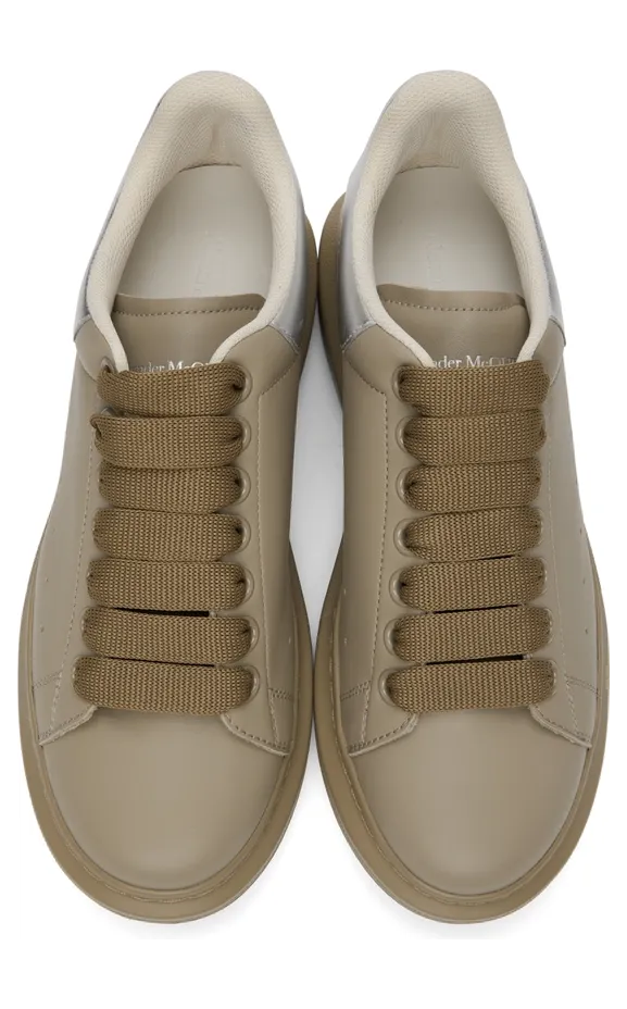 Alexander McQueen Beige & Silver Oversized Sneakers (634671WIAG5) (5)