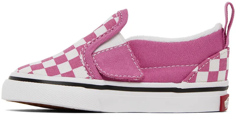 Vans Baby Pink & White Checkerboard Slip-On V Sneakers (VN000UBSYOL)