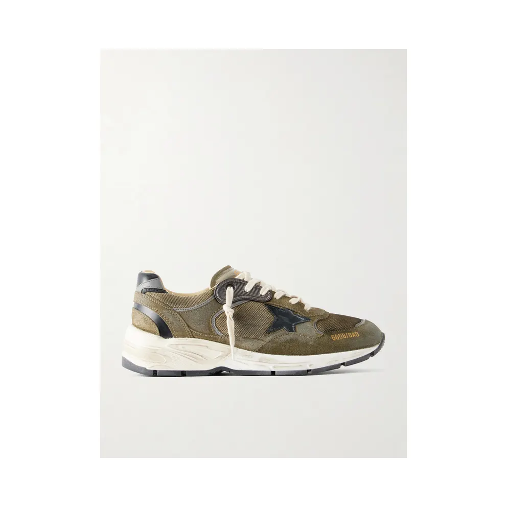 Golden Goose Running Dad Suede-Trimmed Mesh Sneakers Green (GMF00884.F005207)