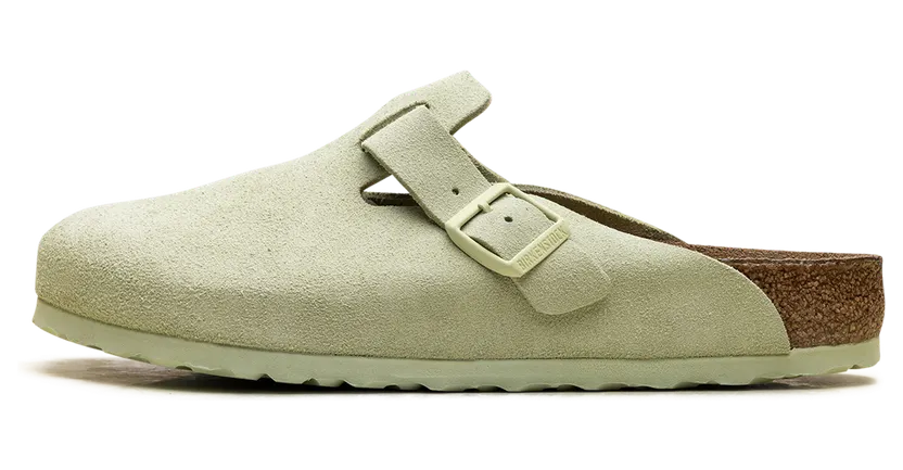 Birkenstock Boston Soft Footbed Suede Leather “Faded Lime” (1027648)