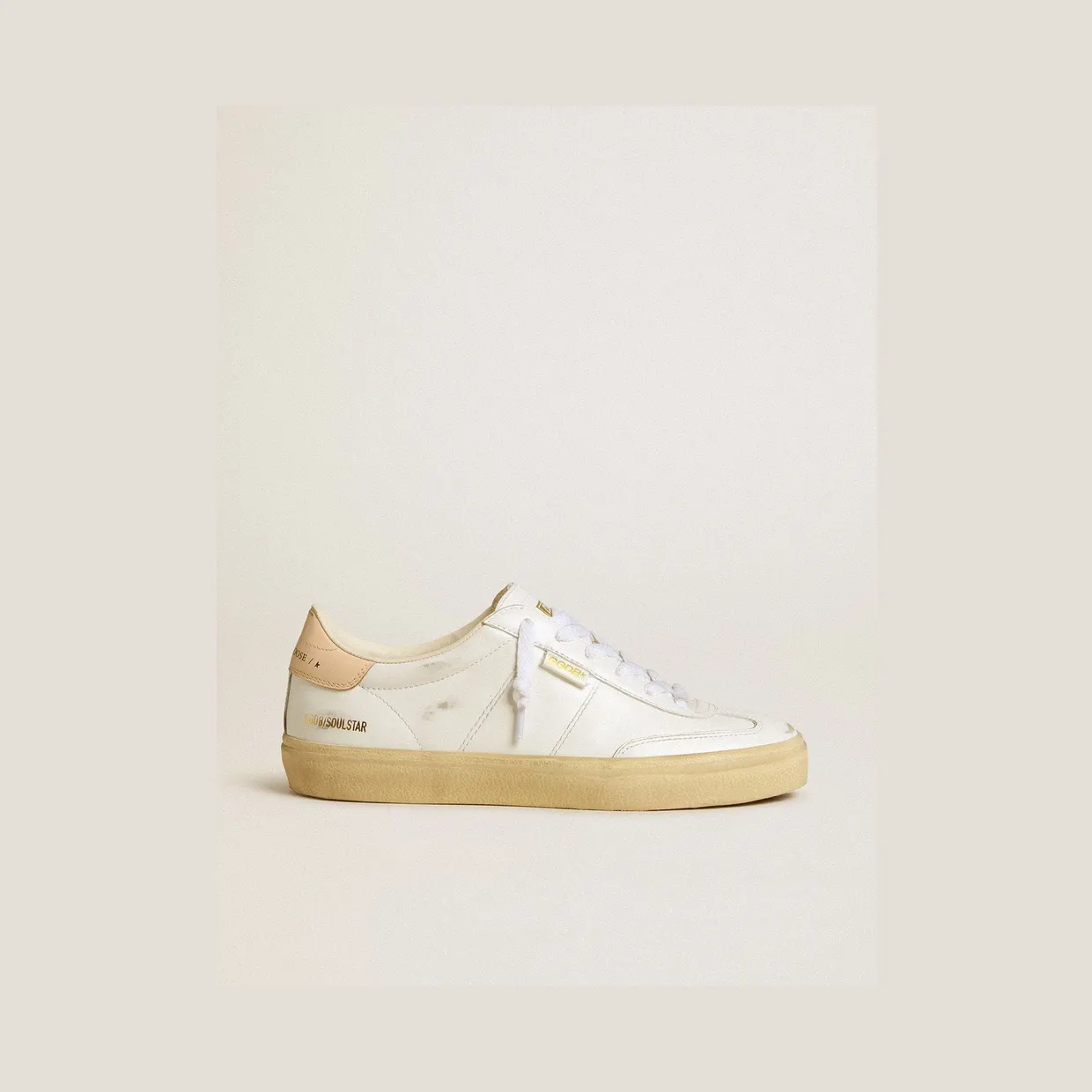 Golden Goose Soul Star In White Leather With Pink Leather Heel Tab (GWF00464.F006931.10310)