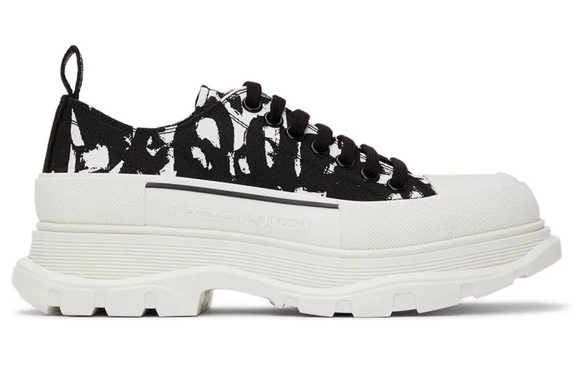 Alexander McQueen Black & Brown Graffiti Tread Slick Sneakers (705668W4TG5)