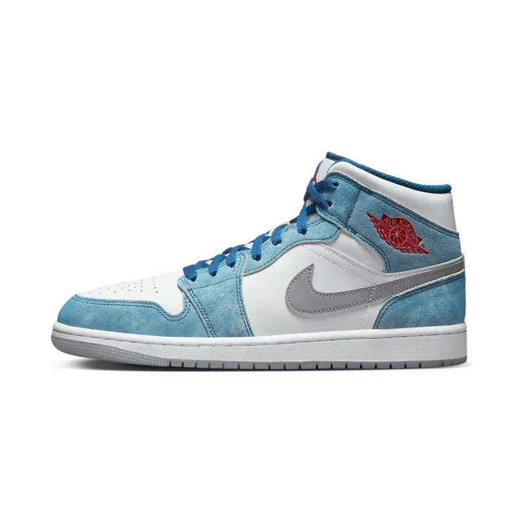 Jordan 1 Mid “French Blue / White / Light Steel Grey / Fire Red” (DN3706-401)