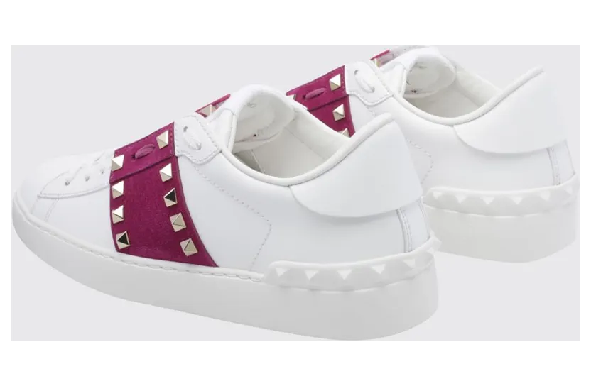 Valentino garavani Rockstud Untitled Leather and Suede Sneakers with Iconic Studs Fuchsia (S0A01ZBV3E2) (2)