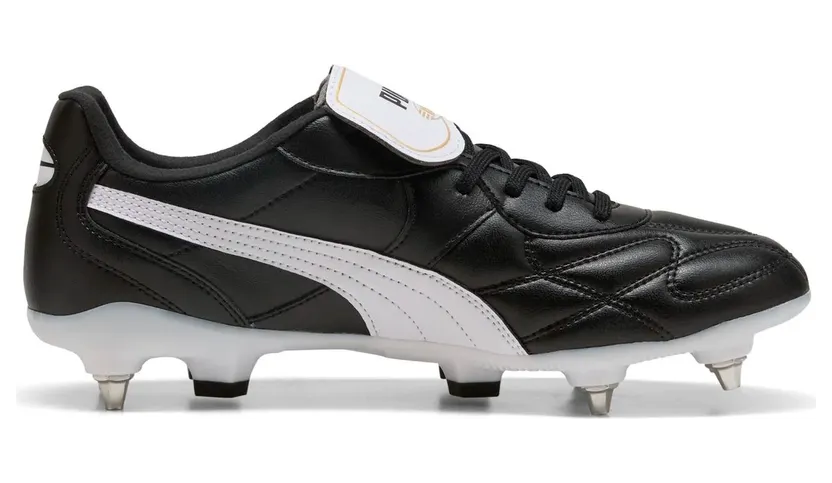Puma King Top MxSG Stollen-Fußballschuhe 01 – PUMA black/PUMA white/PUMA gold 44.5 für Herren, schwarz, Größe 42 EU (108471)