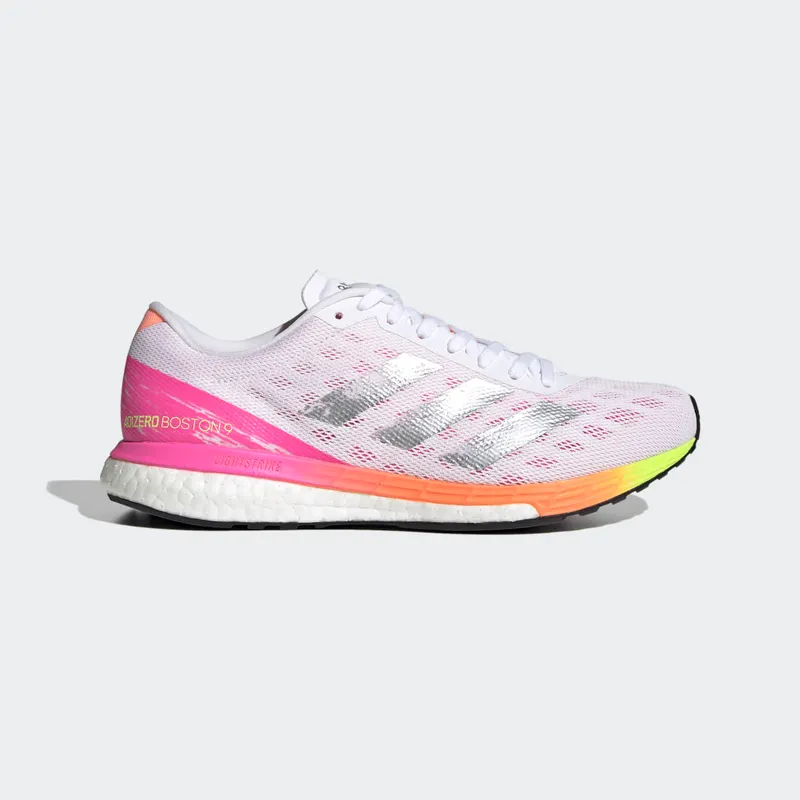 adidas Adizero Boston 9 Cloud White / Silver Metallic / Screaming Pink (H68744)