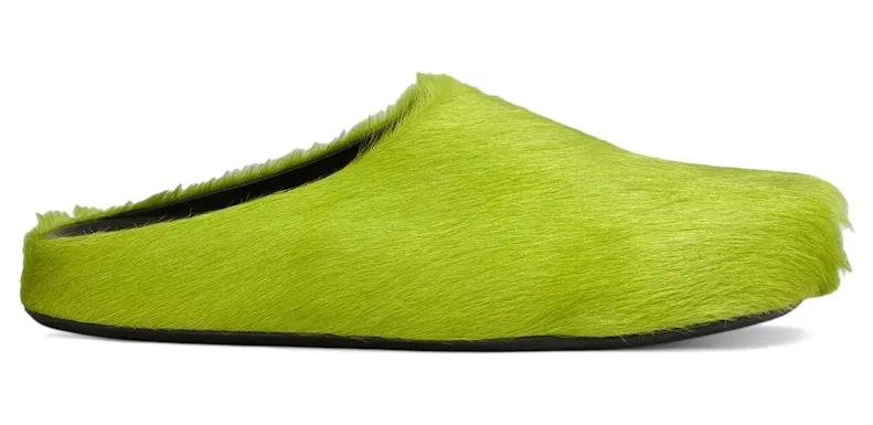 Marni Long Hair Calfskin Fussbett Sabot Mule Light Lime (SBMR000600P412200V07)