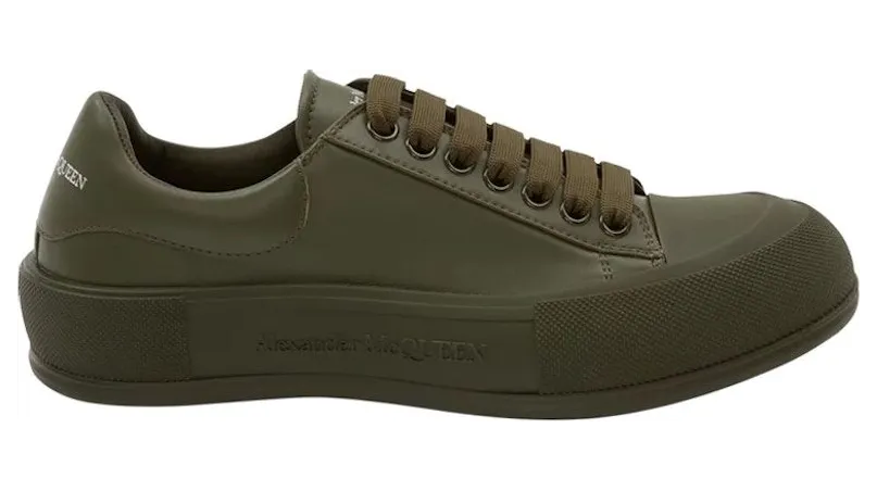 Alexander McQueen Leather Deck Plimsoll Khaki (667817WIAGC3211)